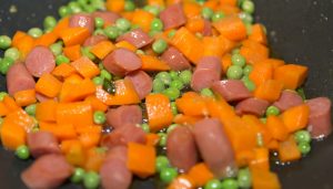 Peas Soup with Sausage and carrots