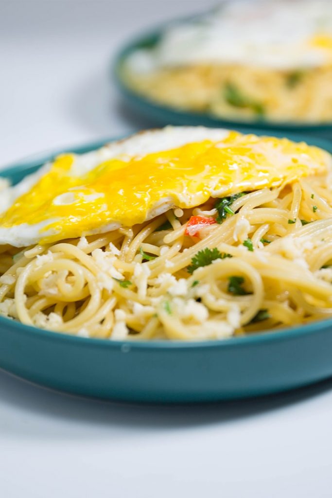 pasta with fried egg!